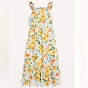 Old Navy girls floral tiered maxi dress 10/12 cream
